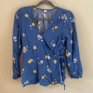 Daisy Printed Wrap Shirt